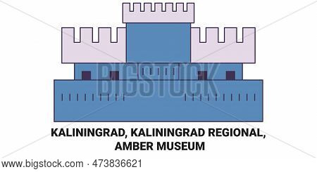 Russia, Kaliningrad, Kaliningrad Regional, Amber Museum Travel Landmark Vector Illustration