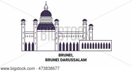 Brunei, Brunei Darussalam Travel Landmark Vector Illustration