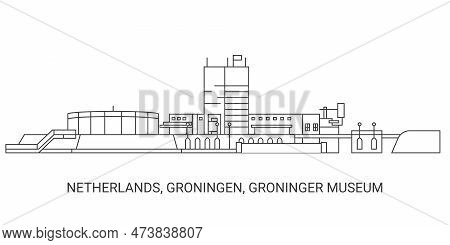 Netherlands, Groningen, Groninger Museum, Travel Landmark Vector Illustration