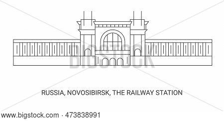 Russia, Novosibirsk, The Railway Station, Travel Landmark Vector Illustration