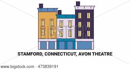 United States, Stamford, Connecticut, Avon Theatre, Travel Landmark Vector Illustration