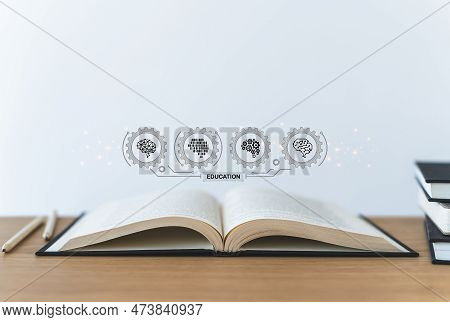 Student Reading Or Writing Book Or Textbook. Success Idea Of Education Learning And Studying. Busine