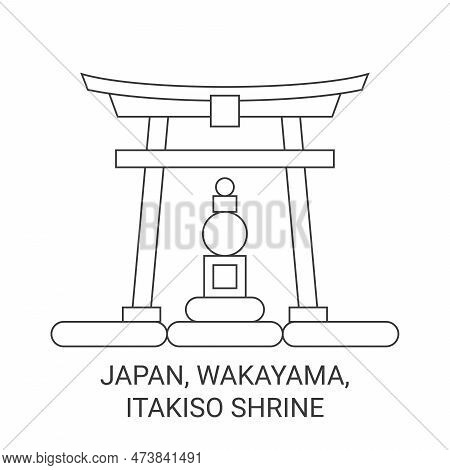 Japan, Wakayama, Itakiso Shrine Travel Landmark Vector Illustration