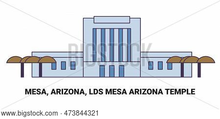 United States, Mesa, Arizona, Lds Mesa Arizona Temple, Travel Landmark Vector Illustration