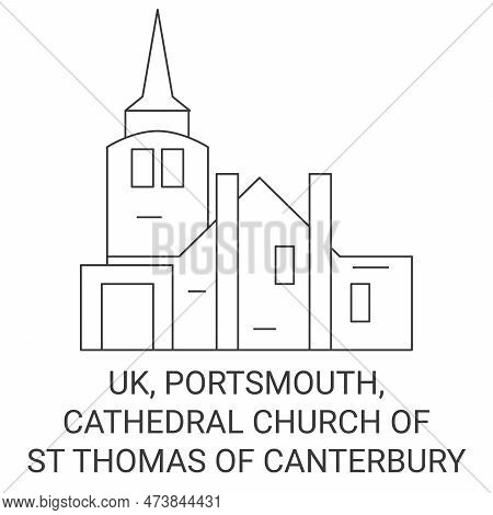 England, Portsmouth, Cathedral Church Of St Thomas Of Canterbury Travel Landmark Vector Illustration