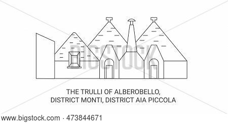 Italy, The Trulli Of Alberobello Travel Landmark Vector Illustration