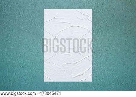 Blank White Wheatpaste Glued Paper Poster Mockup On Concrete Wall Background