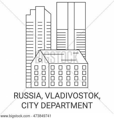 Russia, Vladivostok, City Department Travel Landmark Vector Illustration
