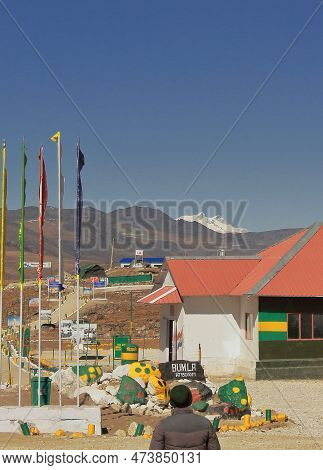 Tawang, Arunachal Pradesh, India - 9th December 2019: Border Between India And China At Bum La Pass,