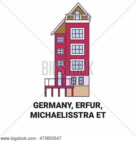 Germany, Erfur, Michaelisstraet Travel Landmark Vector Illustration