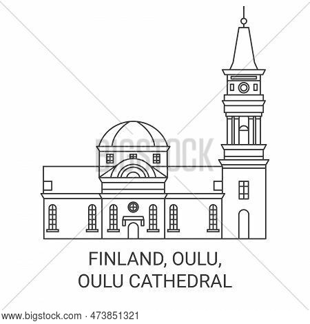 Finland, Oulu, Oulu Cathedral Travel Landmark Vector Illustration
