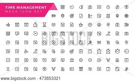 Time And Clock, Calendar, Timer Line Icons.