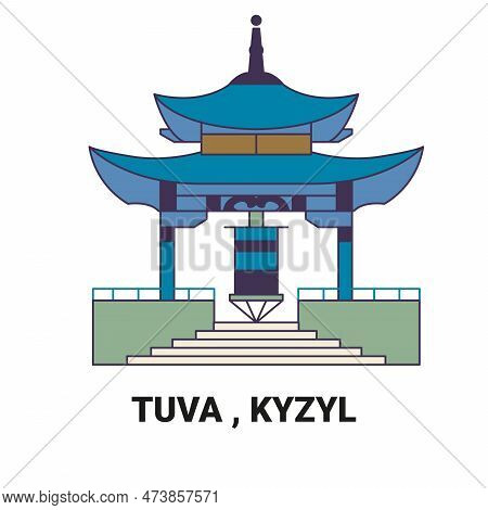 Russia, Tuva, Kyzyl Travel Landmark Vector Illustration
