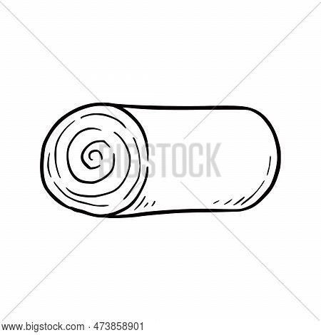 Hand Drawn Rolled Haystack. Doodle Sketch Style. Drawing Line Simple Haystack Icon. Isolated Vector 