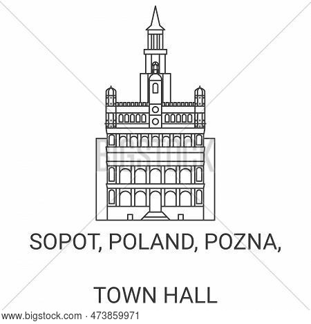 Poland, Pozna, Town Hall Travel Landmark Vector Illustration