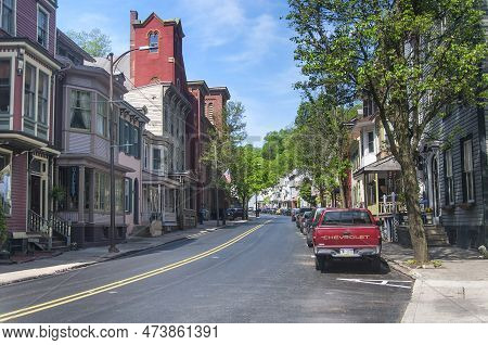 May 18, 2019.  Jim Thorpe, Pennslvania. Various Landmark Buildings Within The Historic Town Of Jim T