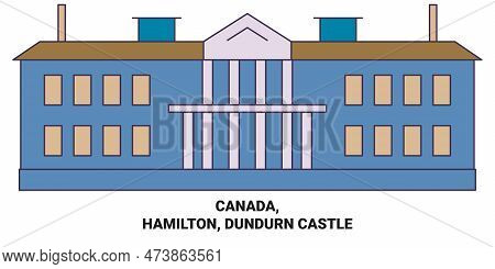 Canada, Hamilton, Dundurn Castle Travel Landmark Vector Illustration