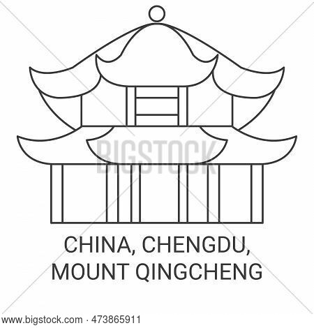 China, Chengdu, Mount Qingcheng Travel Landmark Vector Illustration