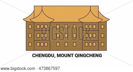 China, Chengdu, Mount Qingcheng, Travel Landmark Vector Illustration