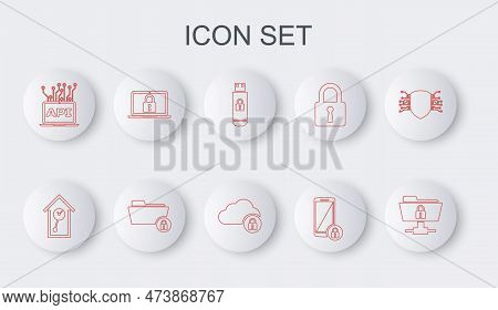 Set Line Ftp Folder And Lock, Retro Wall Watch, Usb Flash Drive With, Smartphone, Computer Api Inter