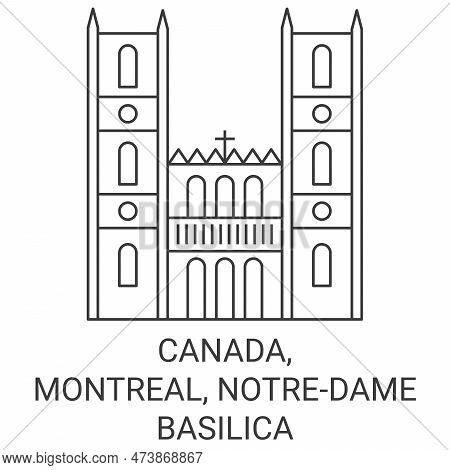 Canada, Montreal, Notredame Basilica Travel Landmark Vector Illustration