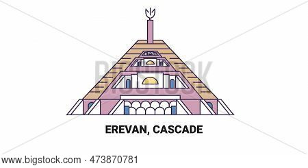 Armenia, Erevan, Cascade, Travel Landmark Vector Illustration