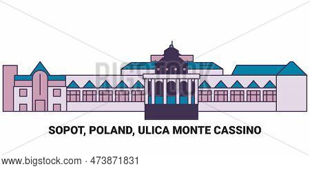 Poland, Sopot, Ulica Monte Cassino Travel Landmark Vector Illustration