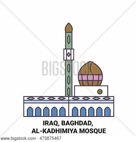 Iraq, Baghdad, Alkadhimiya Mosque Travel Landmark Vector Illustration