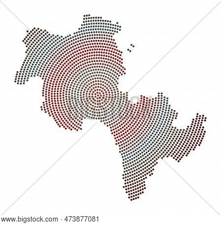 Koh Rong Dotted Map. Digital Style Shape Of Koh Rong. Tech Icon Of The Island With Gradiented Dots.