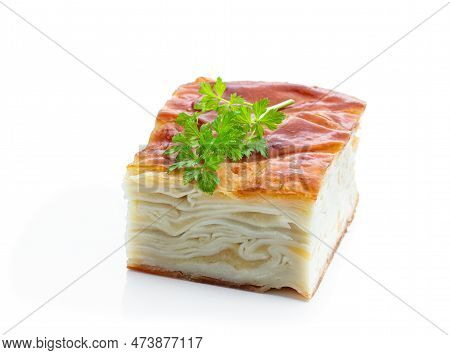 Cheese  Puff Pie Khachapuri Achma Isolated On White