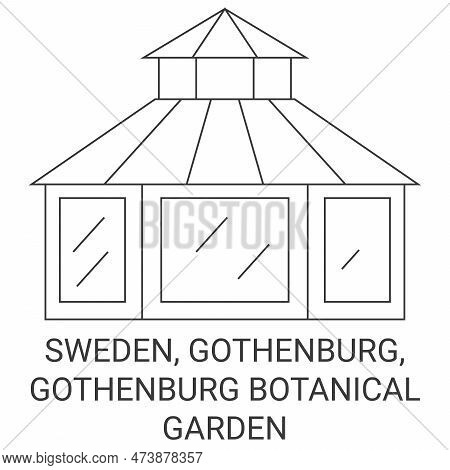 Sweden, Gothenburg, Gothenburg Botanical Garden Travel Landmark Vector Illustration