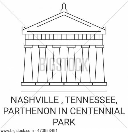 United States, Nashville , Tennessee, Parthenon In Centennial Park Travel Landmark Vector Illustrati
