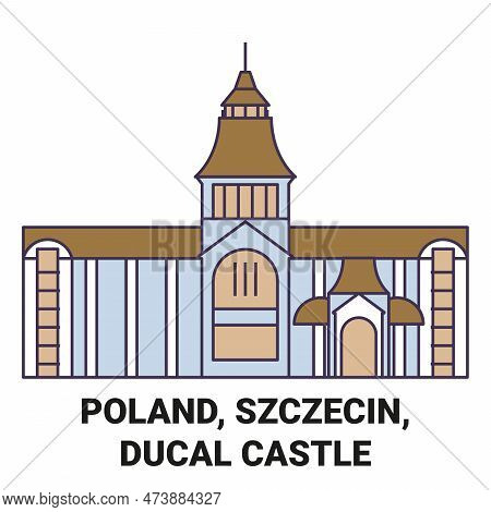 Poland, Szczecin, Ducal Castle Travel Landmark Vector Illustration