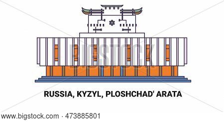 Russia, Kyzyl, Ploshchad Arata, Travel Landmark Vector Illustration