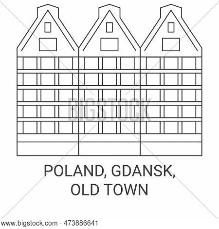 Poland, Gdansk, Old Town Travel Landmark Vector Illustration