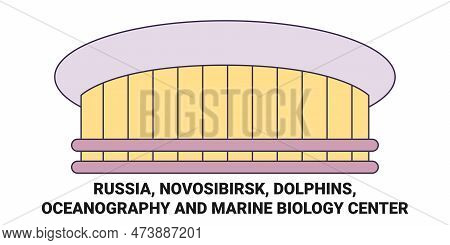 Russia, Novosibirsk, Dolphins, Oceanography And Marine Biology Center Travel Landmark Vector Illustr