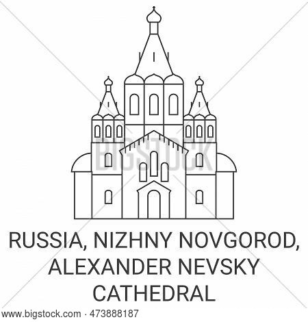 Russia, Nizhny Novgorod, Alexander Nevsky Cathedral Travel Landmark Vector Illustration