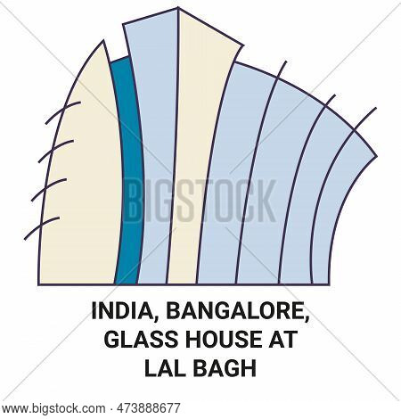 India, Bangalore, Glass House At Lal Bagh Travel Landmark Vector Illustration