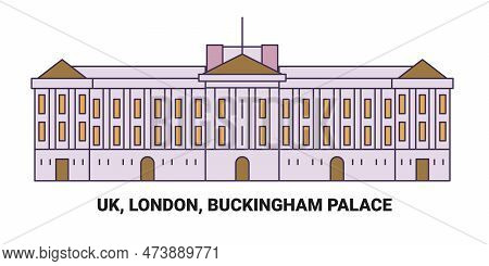 England, London, Buckingham Palace, Travel Landmark Vector Illustration