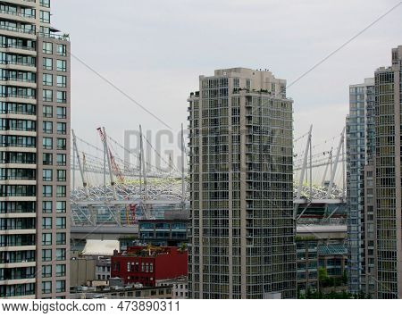 Tall Apartment Buildings In The City Near Bc Place Multi-purpose Stadium. Vancouver, Canada