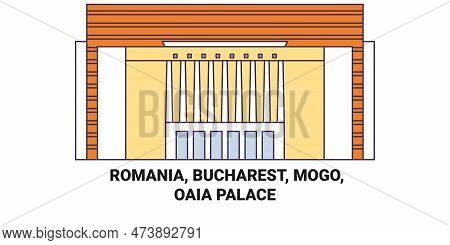 Romania, Bucharest, Mogo, Oaia Palace Travel Landmark Vector Illustration