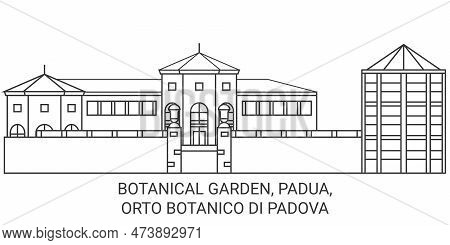 Italy, Padua, Orto Botanico Di Padova Travel Landmark Vector Illustration