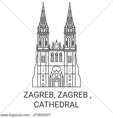 Croatia, Zagreb, Zagreb , Cathedral Travel Landmark Vector Illustration