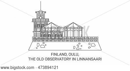 Finland, Oulu, The Old Observatory In Linnansaari Travel Landmark Vector Illustration