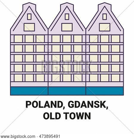 Poland, Gdansk, Old Town Travel Landmark Vector Illustration