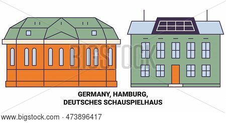 Germany, Hamburg, Deutsches Schauspielhaus Travel Landmark Vector Illustration