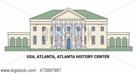 Usa, Atlanta, Atlanta History Center, Travel Landmark Vector Illustration