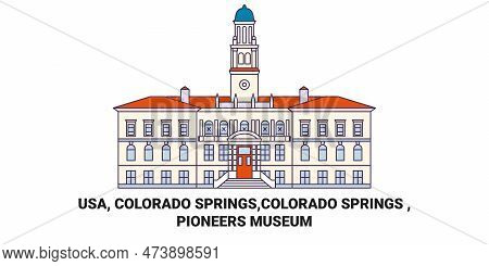 Usa, Colorado Springs, Colorado Springs , Pioneers Museum Travel Landmark Vector Illustration