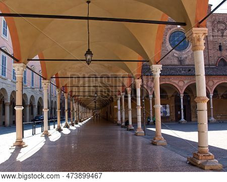 Bologna - Italy - June 2, 2022: Portico Dei Servi (arcade), Close To Chiesa Dei Servi.