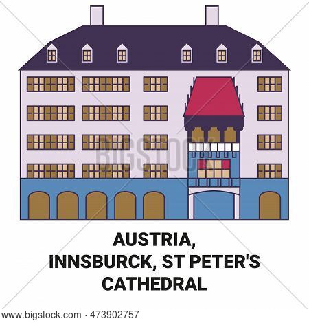 Austria, Innsburck, St Peters Cathedral Travel Landmark Vector Illustration